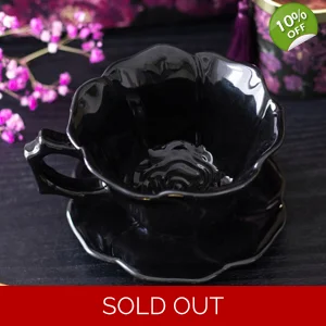 Black Rose Teacup and Saucer Ceramic Set 250ml
