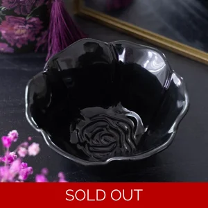 Black Rose Trinket Dish Ceramic Jewellery Holder