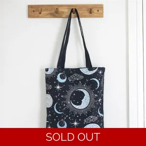 Blue Moon Print Celestial Tote Bag