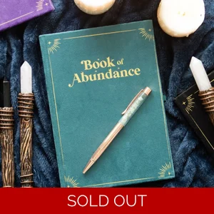 Book of Abundance Journal with Green Aventurine Crystal Pen
