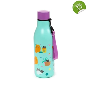 Beans & Co Cats Reusable Insulated Drinks Bottle 500ml
