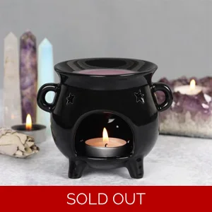 Black Cauldron Ceramic Oil Burner with Star Cut-Out
