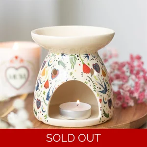 Cream Midnight Bloom Ceramic Oil Burner