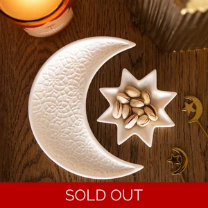 Crescent Moon and Star Ceramic Trinket Dish Set