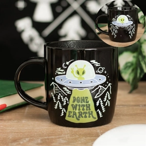 Heat Change UFO Mug with Alien Design 350ml Ceramic Cup