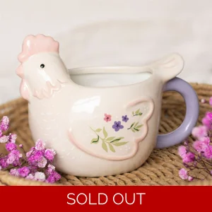 Hen Shaped Ceramic Mug 250ml with Lilac Handle