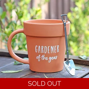 Gardener of the Year Plant Pot Mug with Shovel Spoon