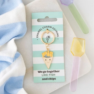 Fish and Chips Enamel Keyring – Seaside Novelty Gift