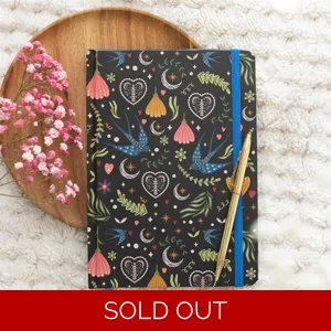 Midnight Bloom Print A5 Lined Notebook – 200 Pages Floral Design