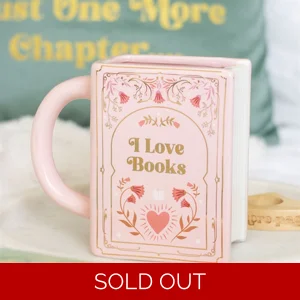 Pink Book Shaped Mug I Love Books Ceramic Gift 450ml