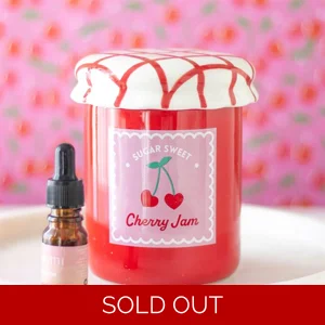 Cherry Jam Jar Oil Burner and Wax Warmer – Red Ceramic with Gingham Lid