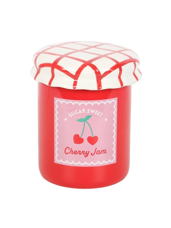 Cherry Jam Jar Oil Burner and Wax Warmer – Red Ceramic with Gingham Lid