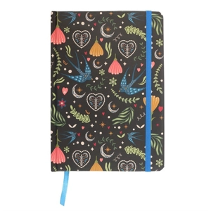 Midnight Bloom Print A5 Lined Notebook – 200 Pages Floral Design