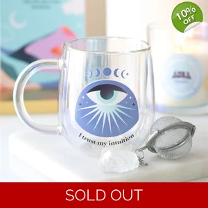 Intuition Double-Walled Glass Mug with Aura Crystal Tea Infuser