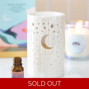 Iridescent White Moon Pillar Oil Burner and Wax Warmer