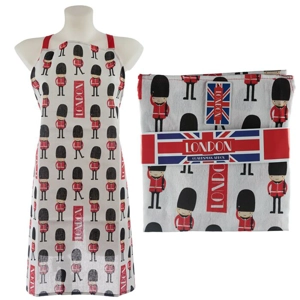 Cotton Kitchen Apron with London Guardsman Design – 80 × 72 cm
