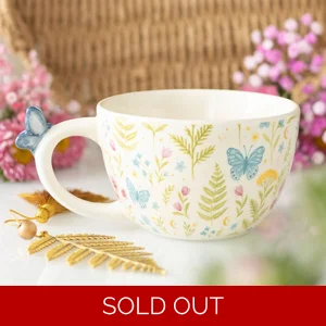 Luna Bloom Floral Mug with Butterfly Handle