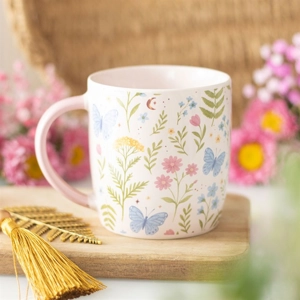 Luna Bloom Floral Print Ceramic Mug 370ml for Tea and Coffee