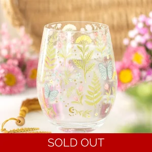Luna Bloom Floral Print Stemless Glass 450ml for Spring Drinks