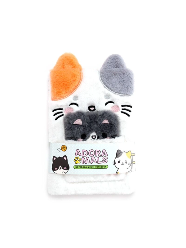Plush A5 Notebook with Pouch and Mini Notebook Adoramals Lola the Cat