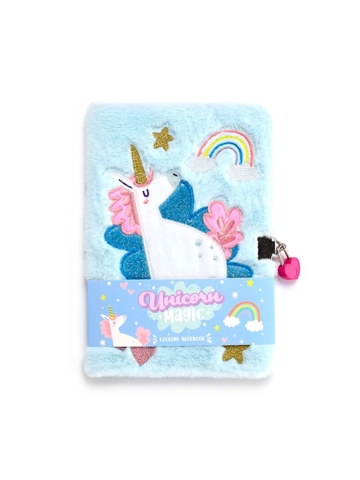 Plush A5 Notebook with Padlock - Unicorn Magic