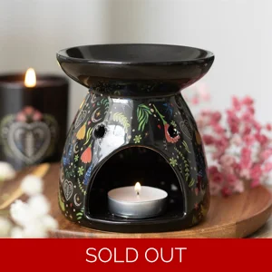 Midnight Bloom Floral Print Ceramic Oil Burner and Wax Melt Warmer
