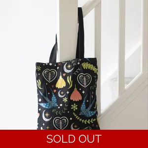 Midnight Bloom Polycotton Floral Tote Bag
