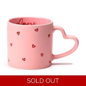 Porcelain Heart Shaped Handle Mug - Amore Heart