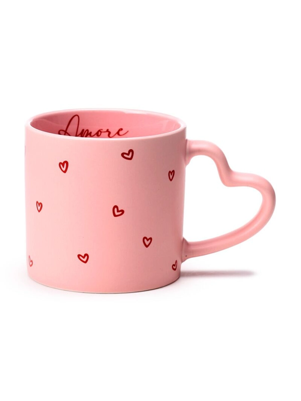 Porcelain Heart Shaped Handle Mug - Amore Heart