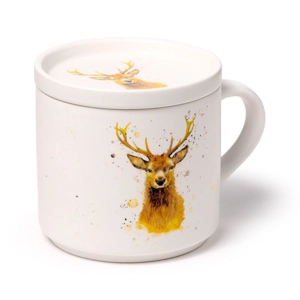 Porcelain Mug and Coaster Lid Set 420ml – Jan Pashley Stag Design