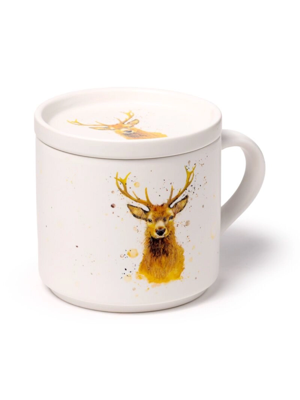 Porcelain Mug and Coaster Lid Set 420ml – Jan Pashley Stag Design