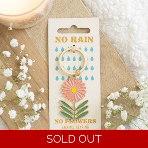 No Rain, No Flowers Retro Enamel Keyring