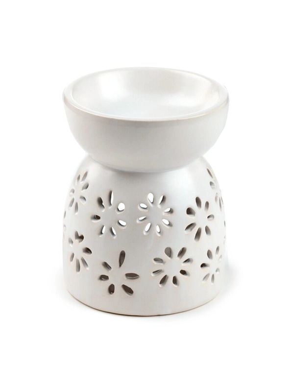 Eden White Ceramic Oil & Wax Burner with Daisy Cut-Out