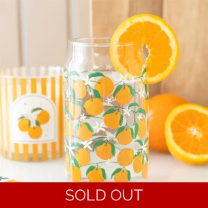 Orange Print Can Glass 500ml