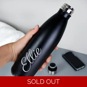 Personalised Black Insulated Water Bottle 500ml Stainless Steel
