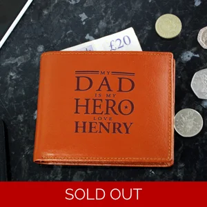 Personalised My Dad Is My Hero Leather Wallet Gift for Dad