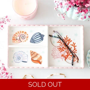 Pastel Shell and Coral Ceramic Trinket Tray
