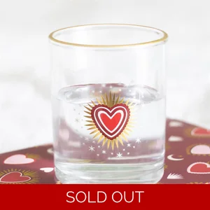 Sacred Heart Lowball Drinking Glass with Gold Rim 430ml