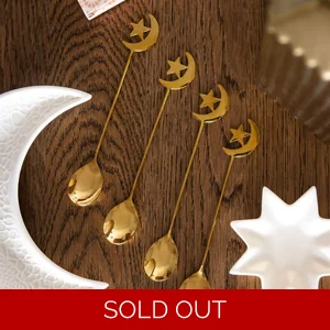 Set of 4 Gold Star and Moon Teaspoons