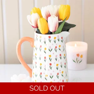 Tulip Print Ceramic Flower Jug Vase for Spring Home Décor