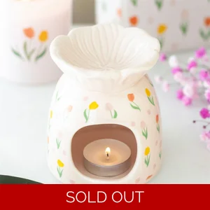 Tulip Print Ceramic Oil Burner and Wax Melt Warmer for Home Fragrance