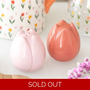 Tulip Shaped Ceramic Salt and Pepper Shakers Set