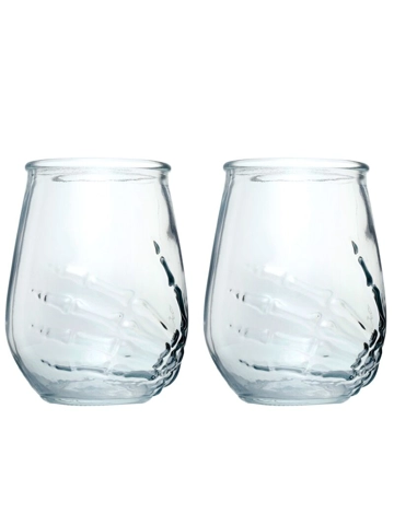 Skeleton Hand Glass Tumblers – Set of 2