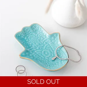 Turquoise Hamsa Hand Ceramic Jewellery Dish