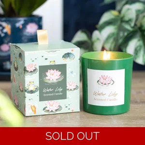 Water Lily Scented Candle in Green Glass Holder