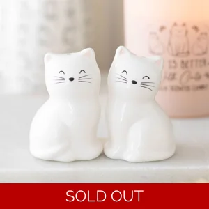 White Cat Shaped Ceramic Salt and Pepper Shakers