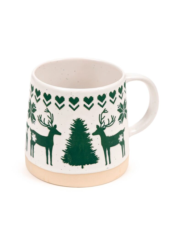 Stoneware Mug Green Reindeer