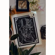 Linocut print boris the cat