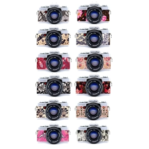 Custom handmade replacement leather skin for Minolta XG-2 35mm film camera, made from recycled eco-friendly material.