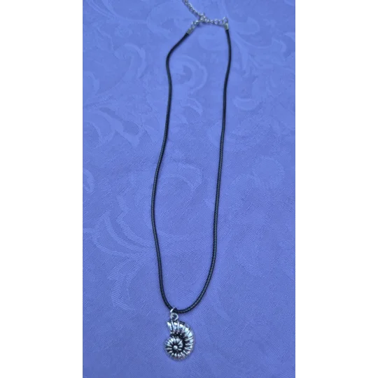Ammonite necklace on a 45cm black cord necklace with lobster clasp